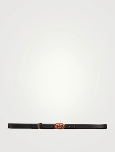 Gancini Plate Leather Belt