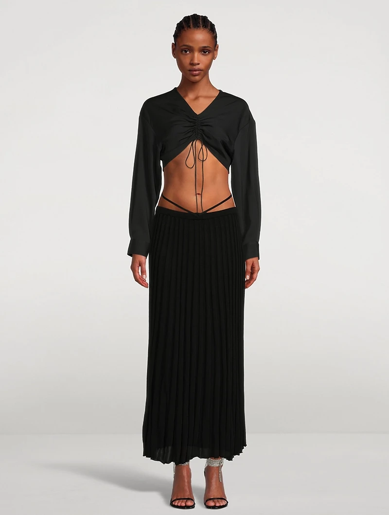 Pleated Knit Maxi Skirt