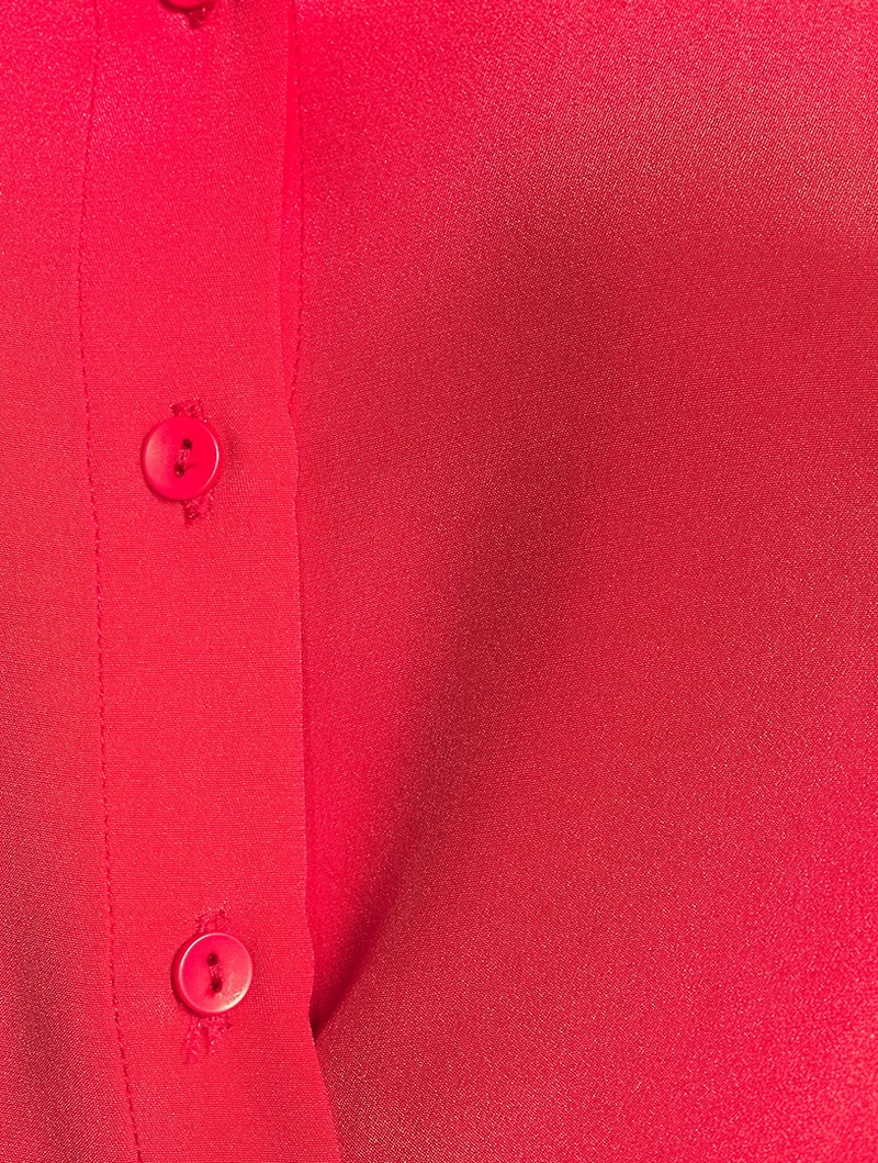 Cropped Silk Tie Shirt