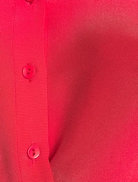 Cropped Silk Tie Shirt