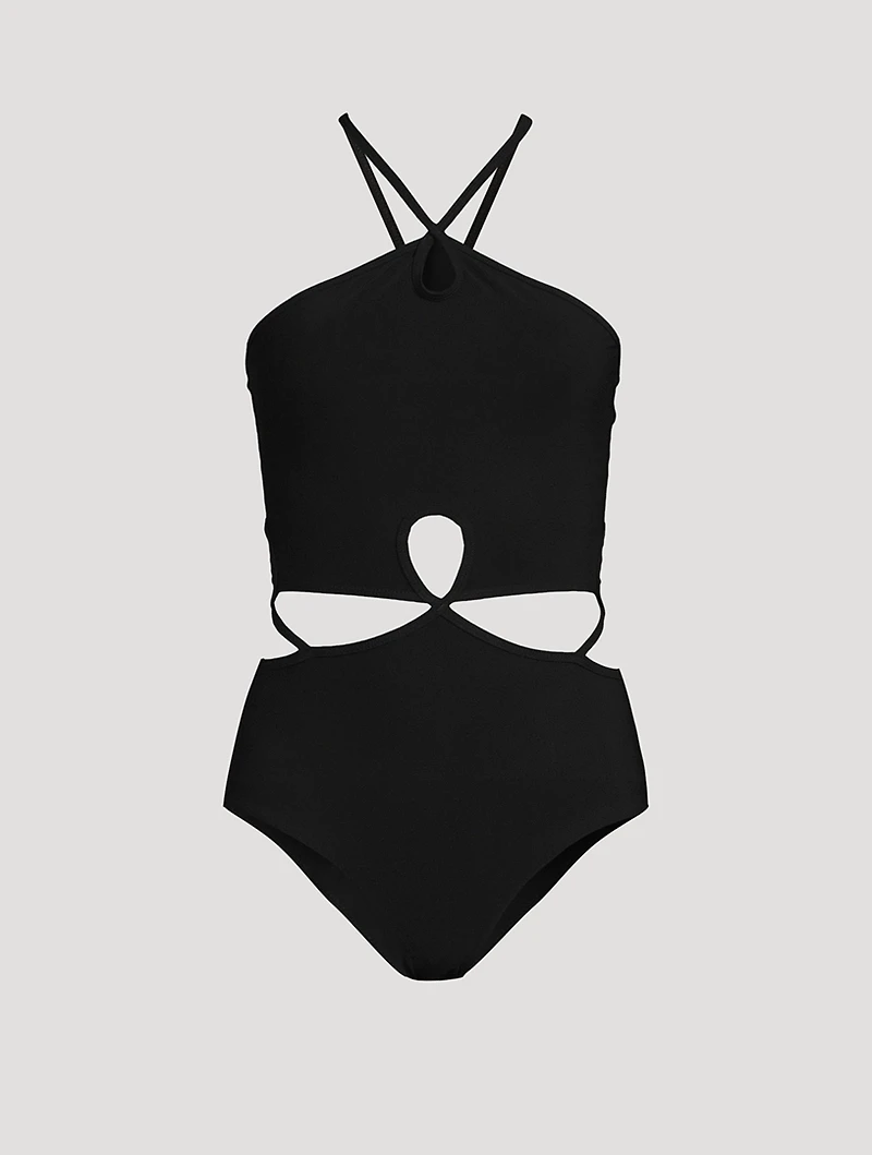 Looped Halter One-Piece Swimsuit