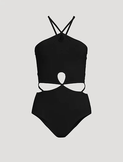 Looped Halter One-Piece Swimsuit