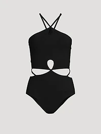 Looped Halter One-Piece Swimsuit