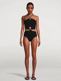 Looped Halter One-Piece Swimsuit