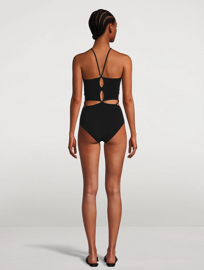 Looped Halter One-Piece Swimsuit