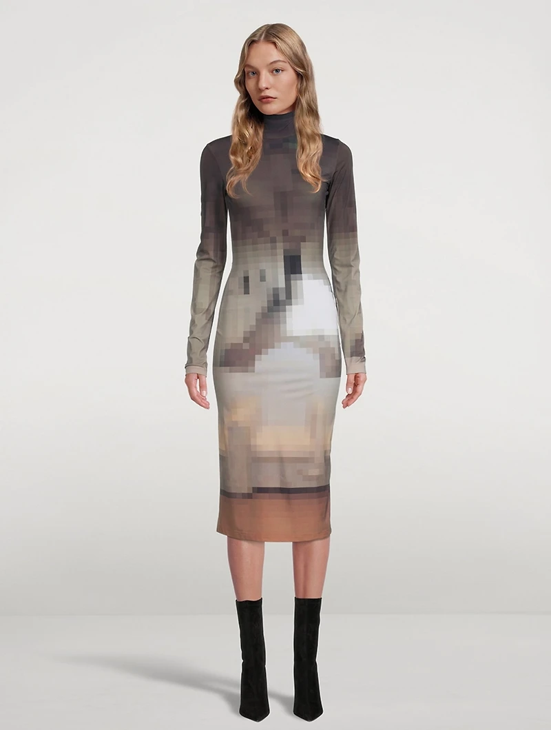Pixelated Midi Dress
