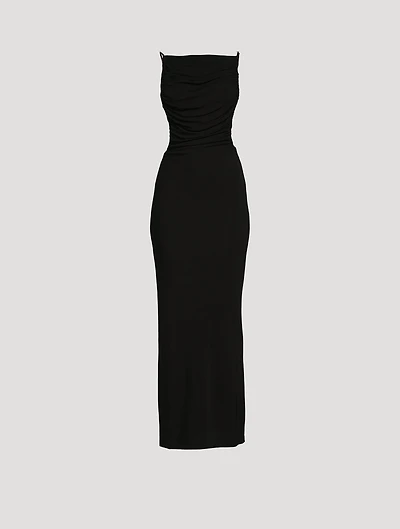 Sculpted Strap Ruched Maxi Dress