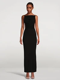 Sculpted Strap Ruched Maxi Dress