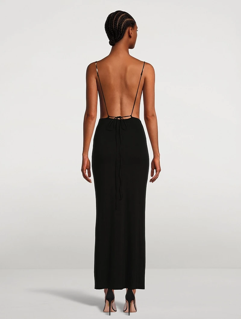 Sculpted Strap Ruched Maxi Dress