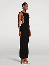 Sculpted Strap Ruched Maxi Dress