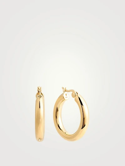 Thick Classic Gold-Plated Sterling Silver Hoop Earrings