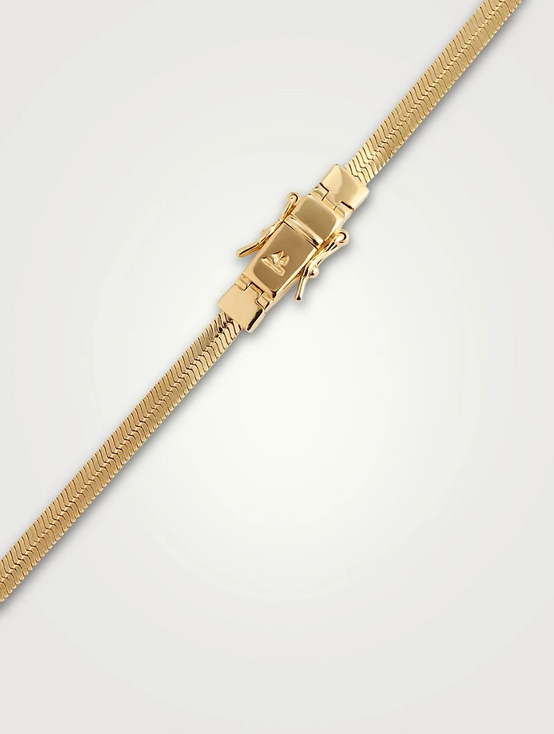 Gold-Plated Sterling Silver Herringbone Chain Necklace