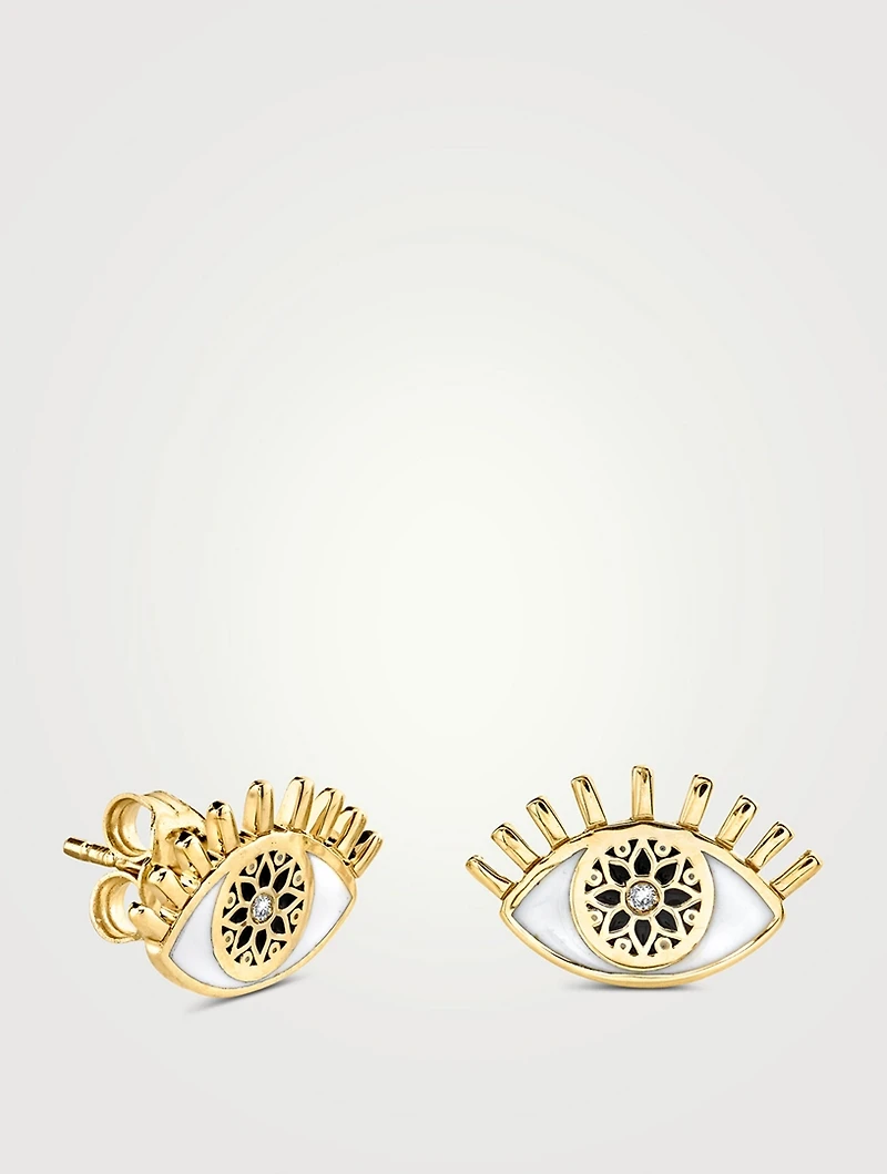 14K Gold Kaleidoscope Eye Stud Earring With Diamond