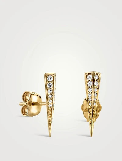 14K Gold Spike Earring With Diamonds