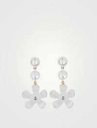 Enamel Flower Crystal Drop Earrings