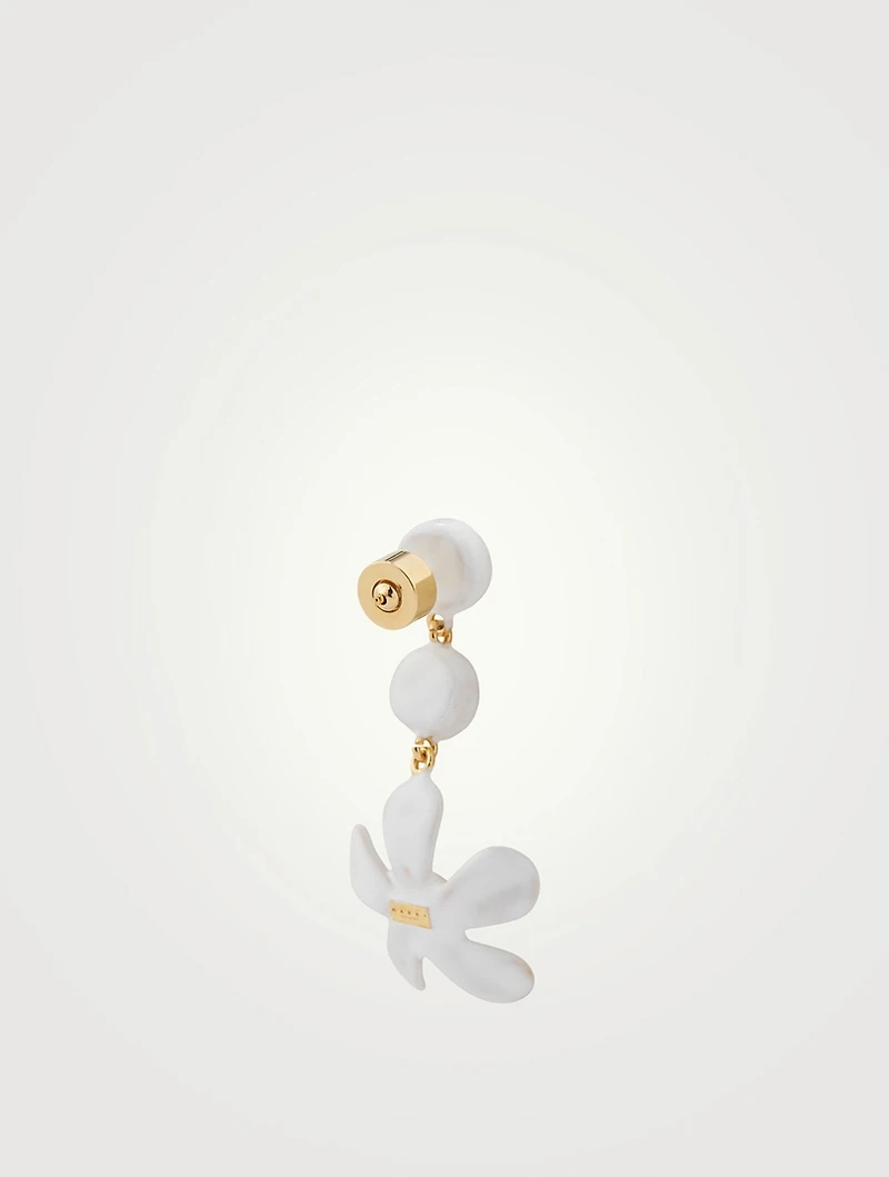 Enamel Flower Crystal Drop Earrings