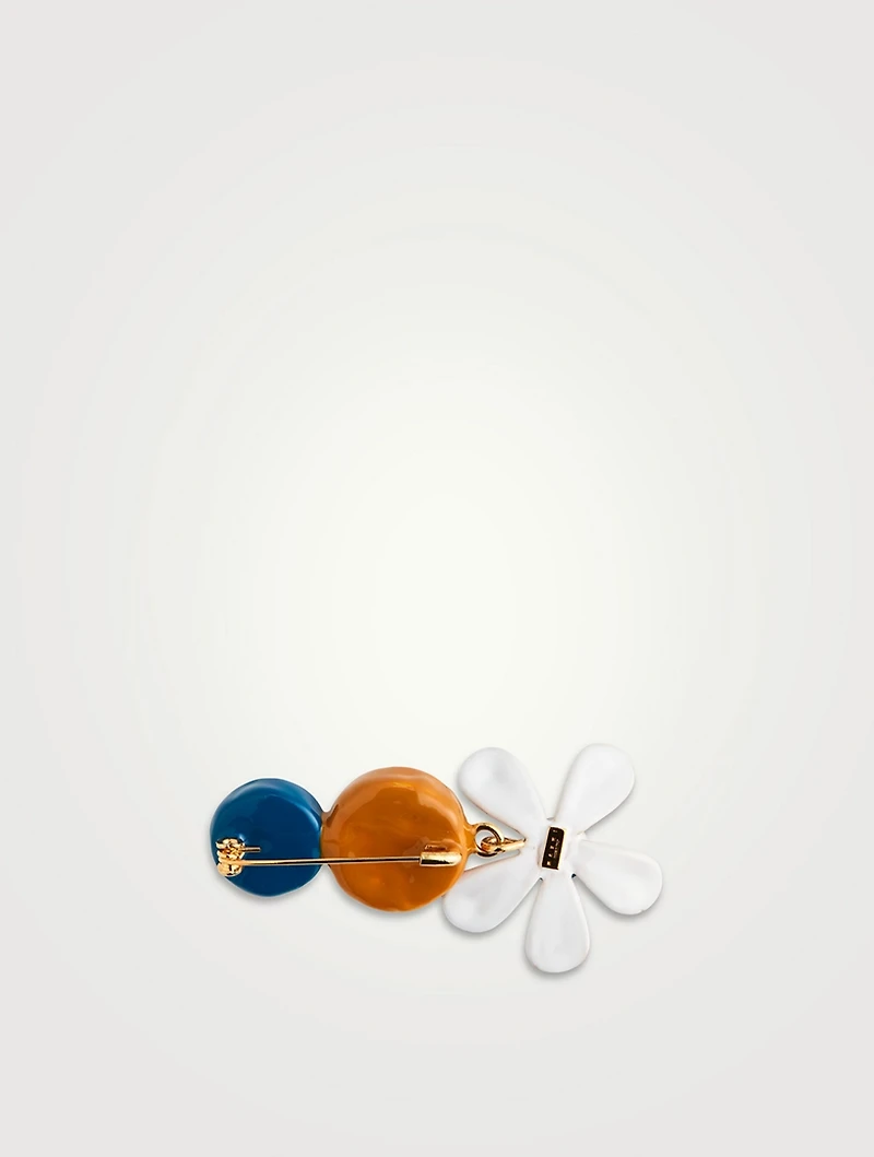 Enamel Flower Brooch With Crystals