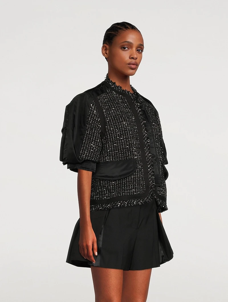 Tweed Mix Blouson Jacket