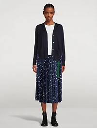Pleated Midi Skirt Polka Dot Print