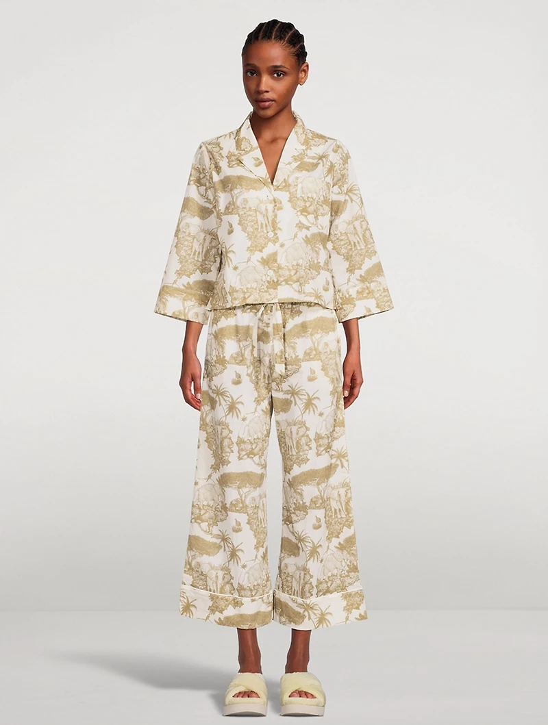 Boxy Shirt Pajama Set Loxodonta Print
