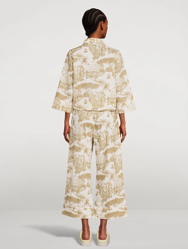 Boxy Shirt Pajama Set Loxodonta Print