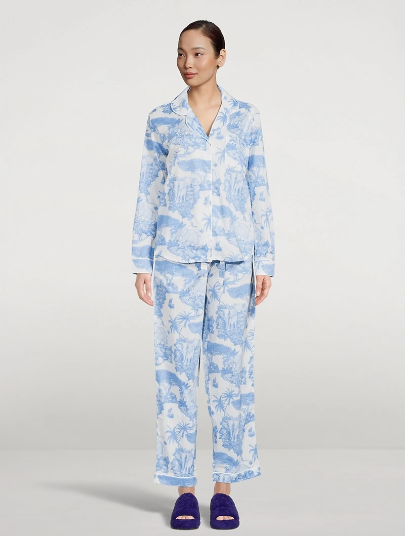 Long Cotton Pajama Set Loxodonta Print