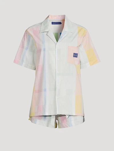 Cuban Seersucker Pajama Set Pessoa Print