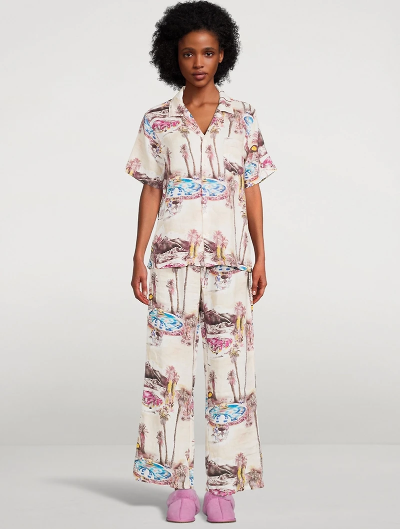 Cuban Long Linen Pajama Set The Good Life Print
