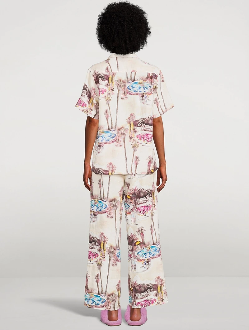 Cuban Long Linen Pajama Set The Good Life Print