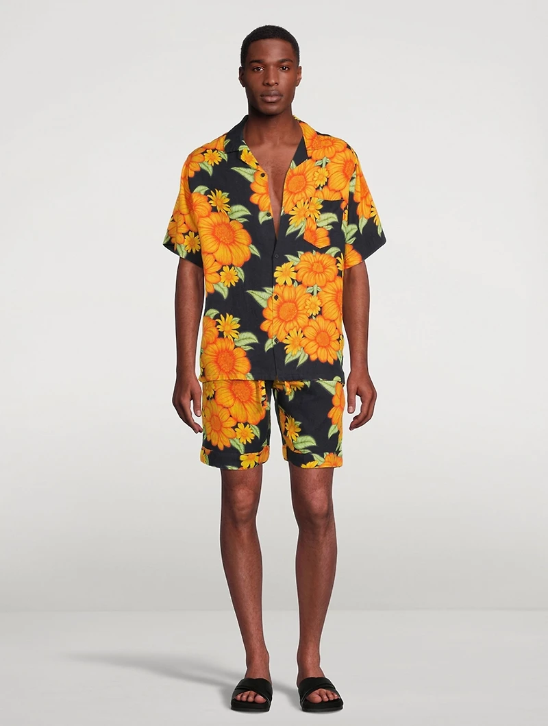 Cuban Linen Pajama Set Tithonia Print