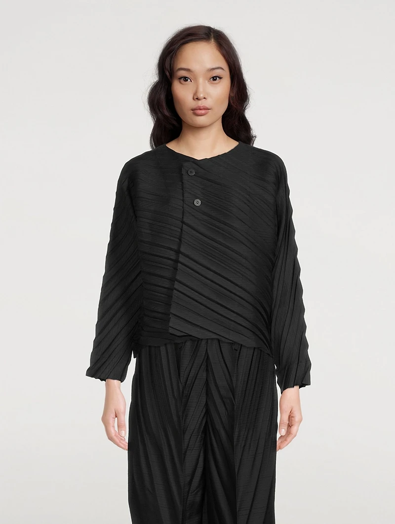 Herringbone Pleats Cardigan