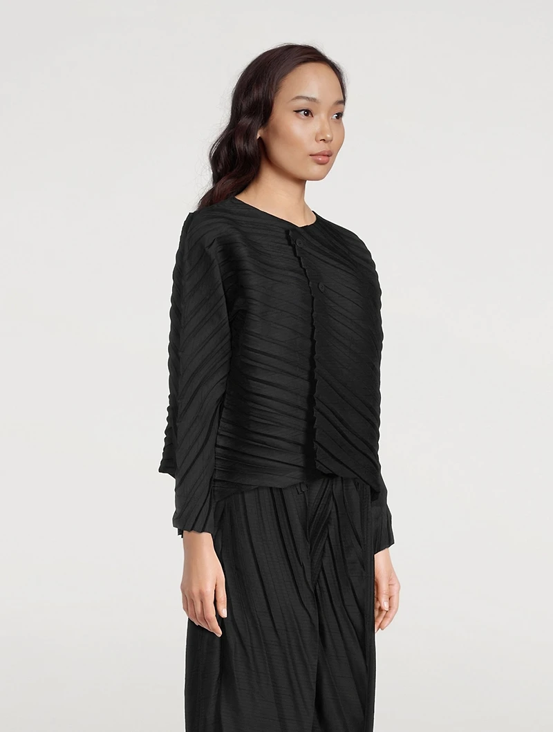 Herringbone Pleats Cardigan