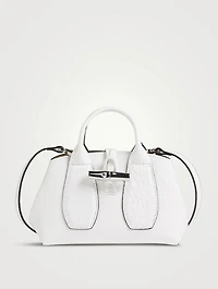 Roseau Croc-Embossed Leather Top Handle Bag