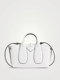 Roseau Croc-Embossed Leather Top Handle Bag