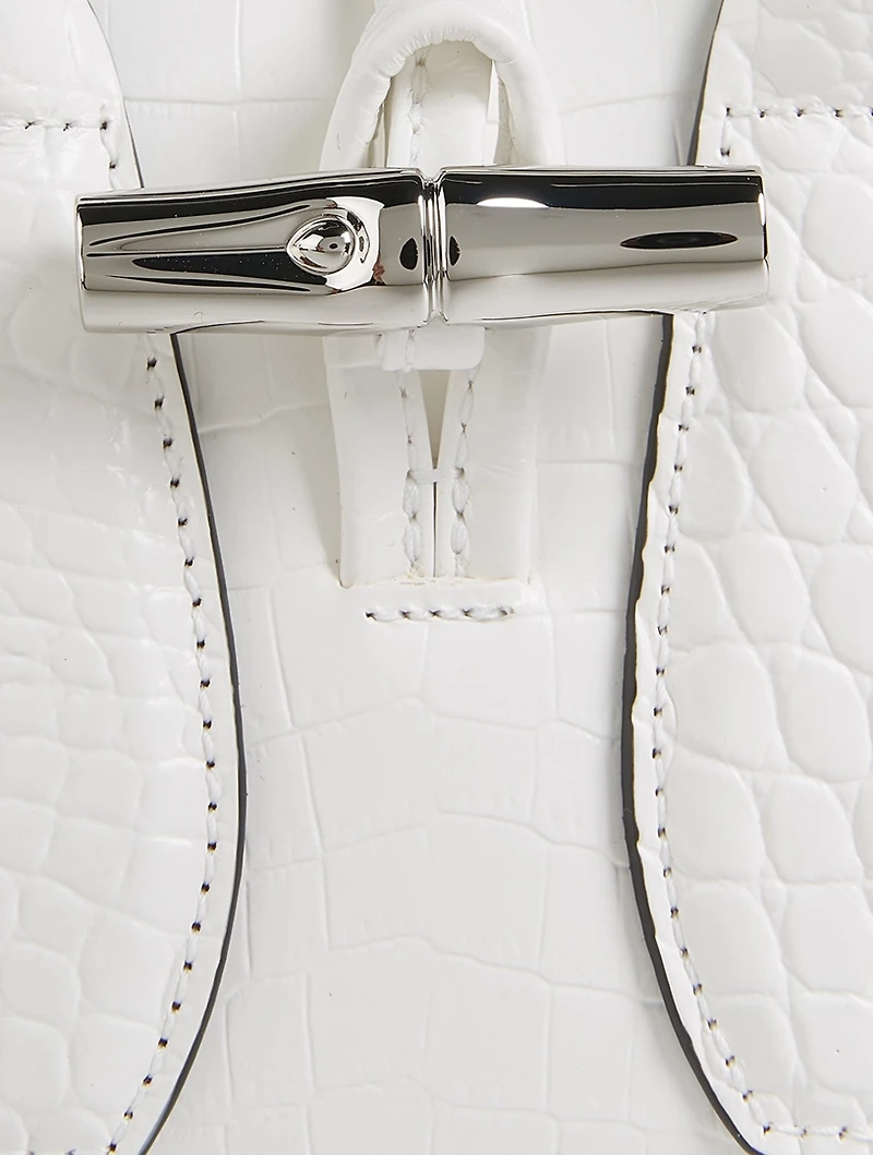Roseau Croc-Embossed Leather Top Handle Bag