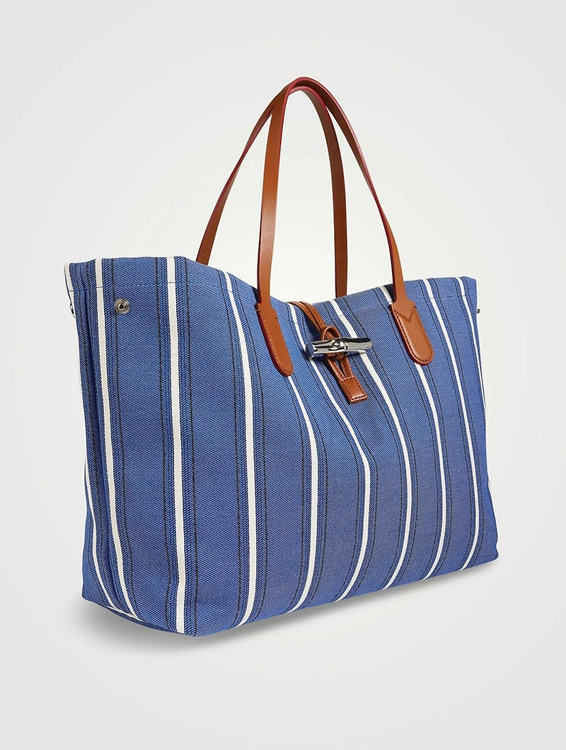Large Roseau Shoulder Bag In Stripe Print