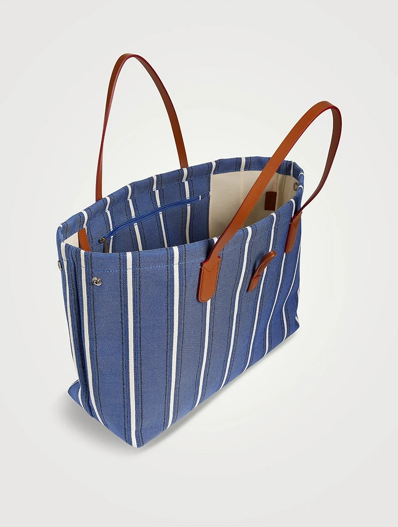 Large Roseau Shoulder Bag In Stripe Print