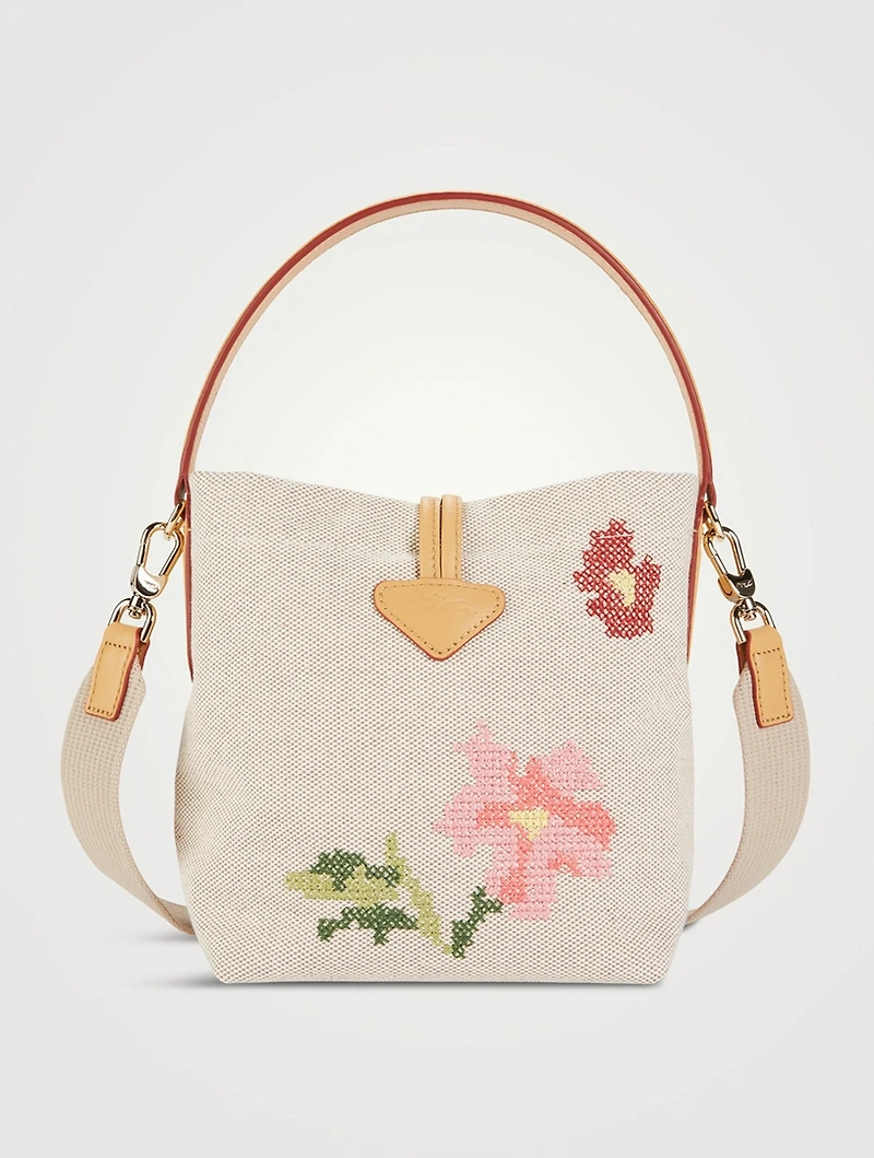 Small Roseau Fleurs Canvas Bucket Bag