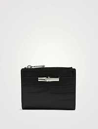 Roseau Croc-Embossed Leather Compact Wallet