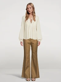 Sachi Lace-Up Peasant Blouse