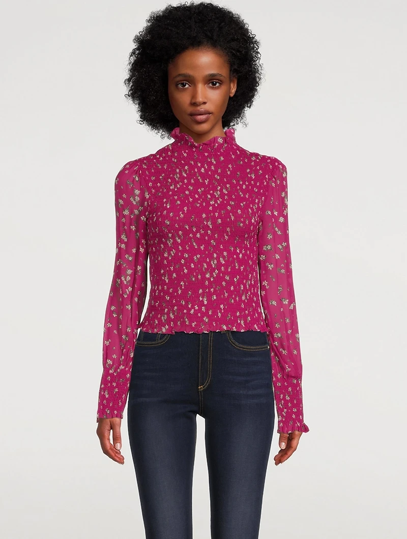 Kayden Smocked Blouse Floral Print