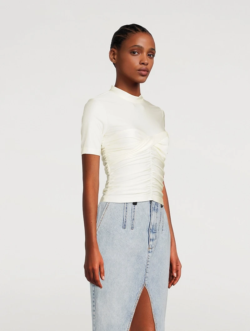 Ruched Mockneck Top
