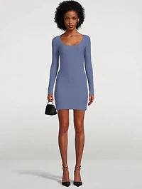 Textured Jacquard Long Sleeve Dress