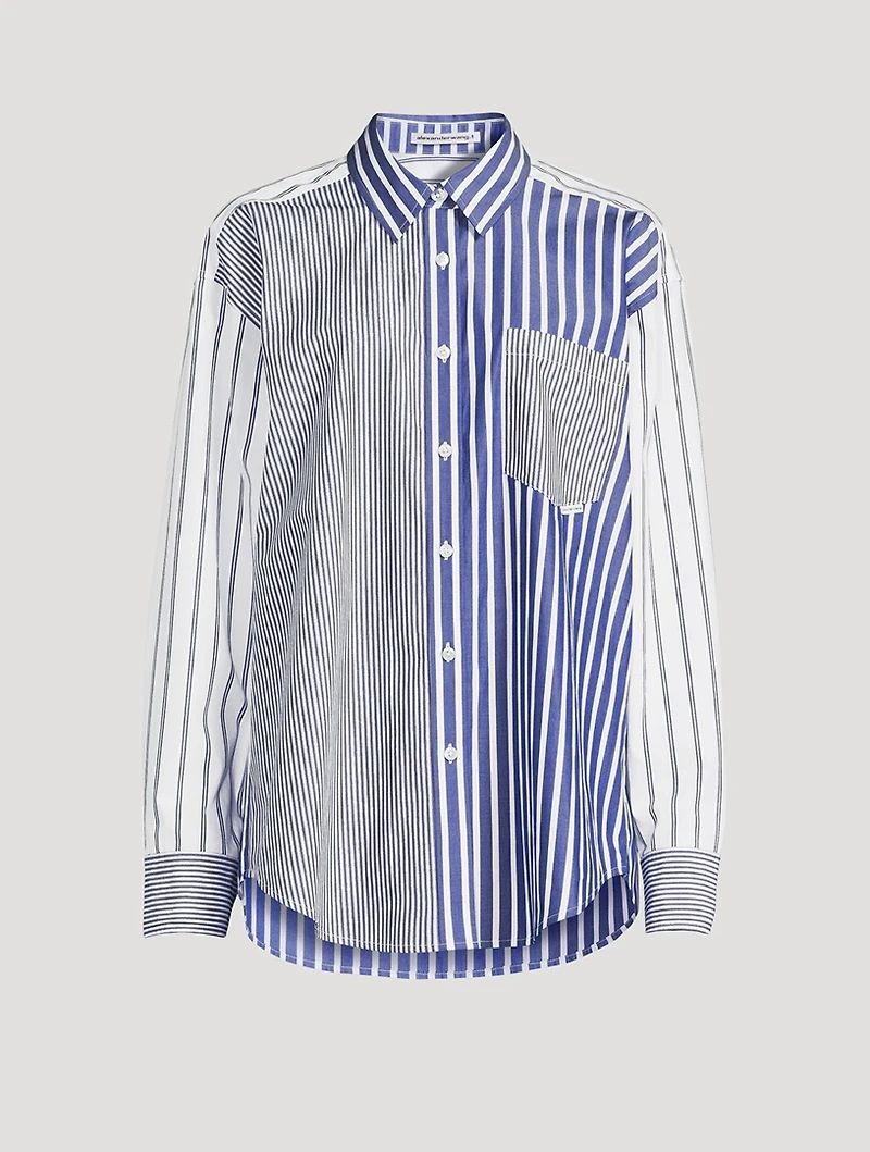Colourblock Boyfriend Shirt Stripe Print