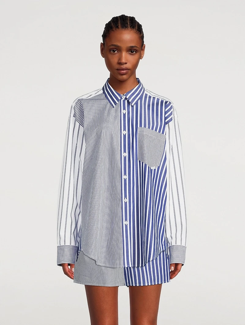 Colourblock Boyfriend Shirt Stripe Print