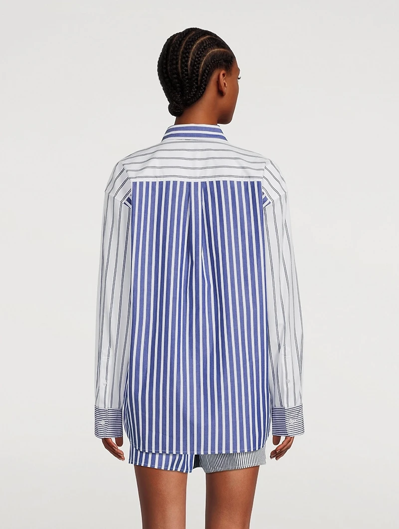 Colourblock Boyfriend Shirt Stripe Print