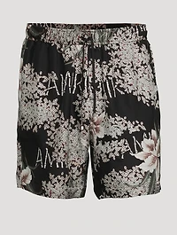 Linen Shorts Hibiscus Tiki Print