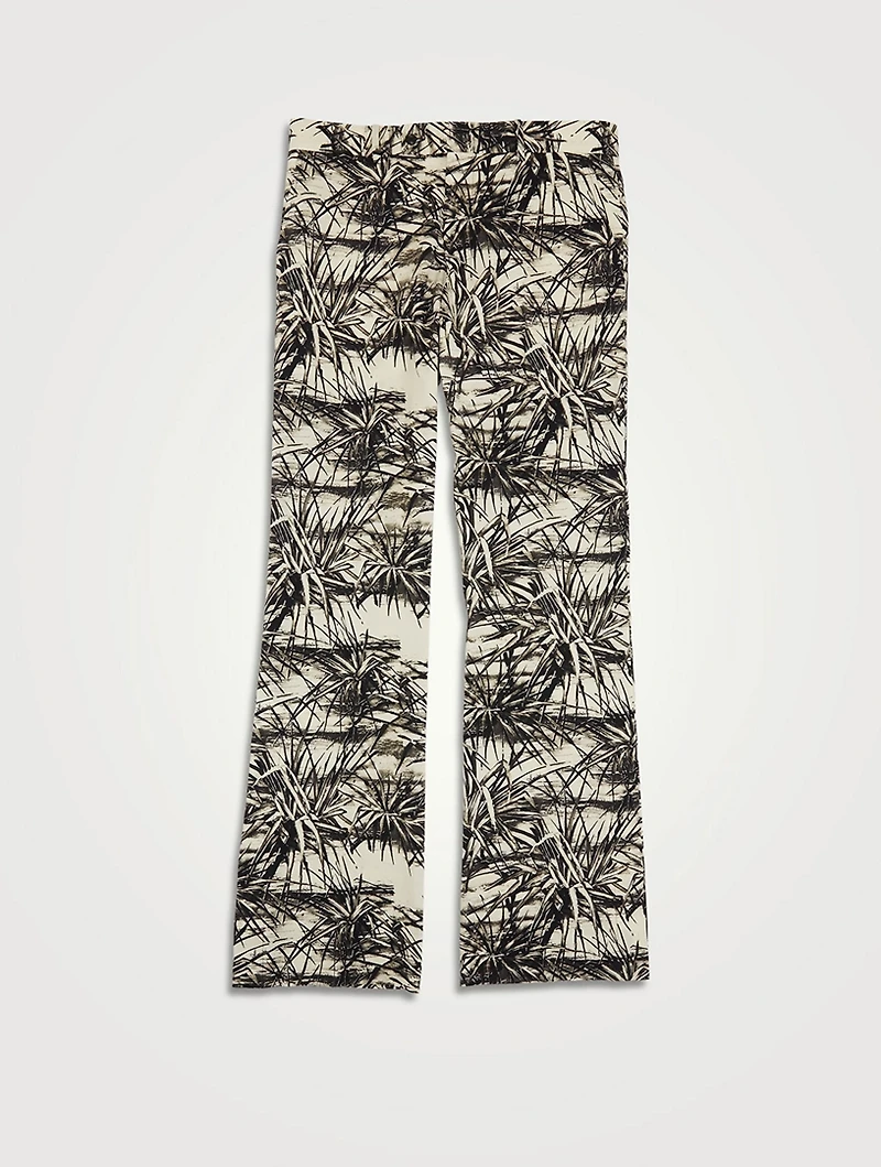 Floral Aloha Wool Stretch Flared Pants