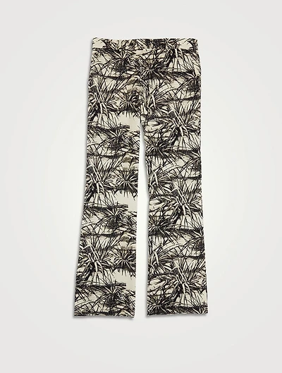 Floral Aloha Wool Stretch Flared Pants