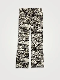 Floral Aloha Wool Stretch Flared Pants